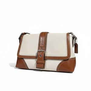 Coach Legacy Buckle Flap Shoulder Bag Chalk Ivory & Saddle Leather F11196 2007